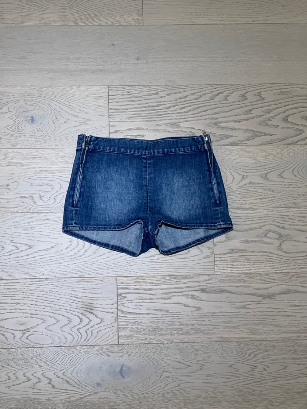 French Connection Indigo Denim Shortie Shorts